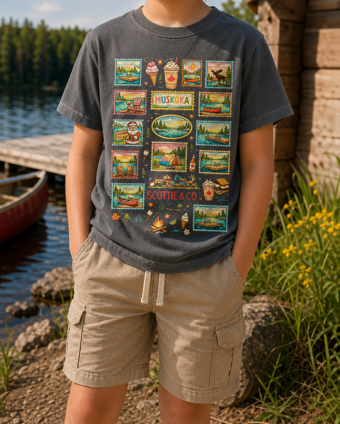 Cottage Postcard Big Kid Tee - Pepper | Kids Signature Tee