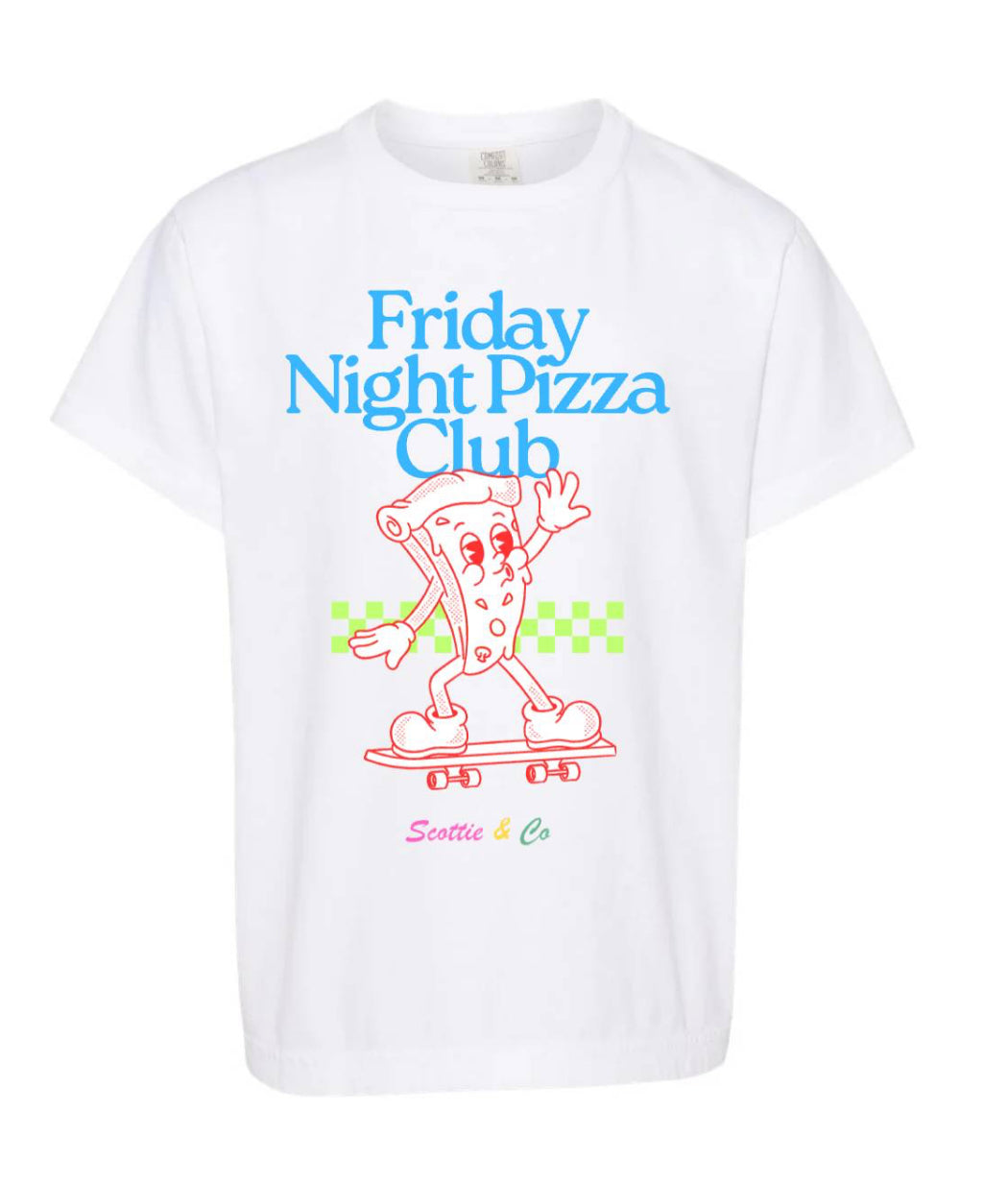 Friday Night Pizza Club - White | Kids Signature Tee