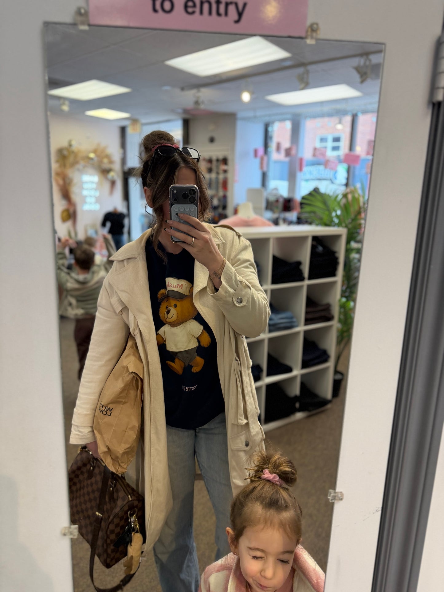 The Muskoka Bear (Pink Bear) - Navy | Adult Signature Crew