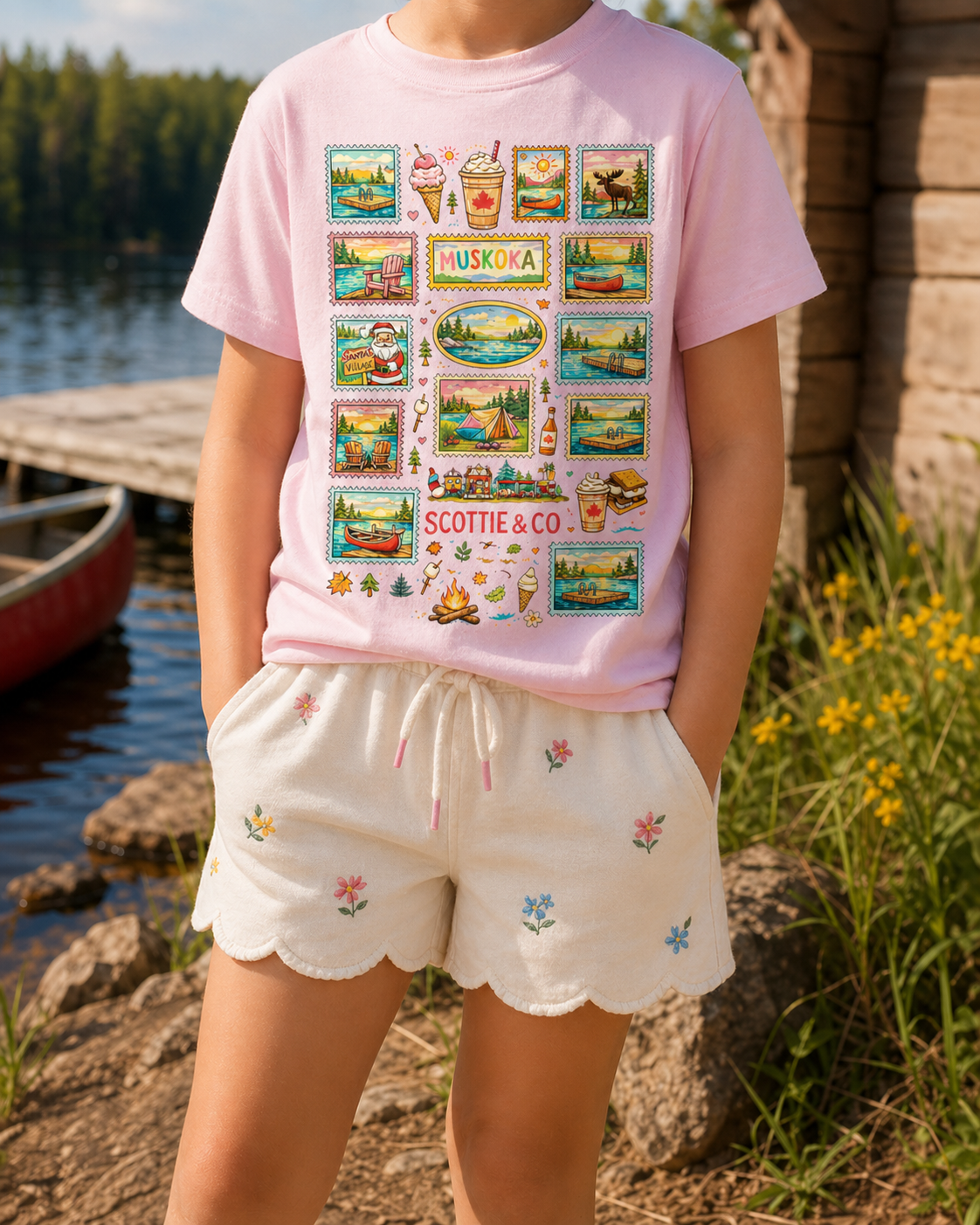 Cottage Postcard Big Kid Tee - Blossom Pink | Kids Signature Tee