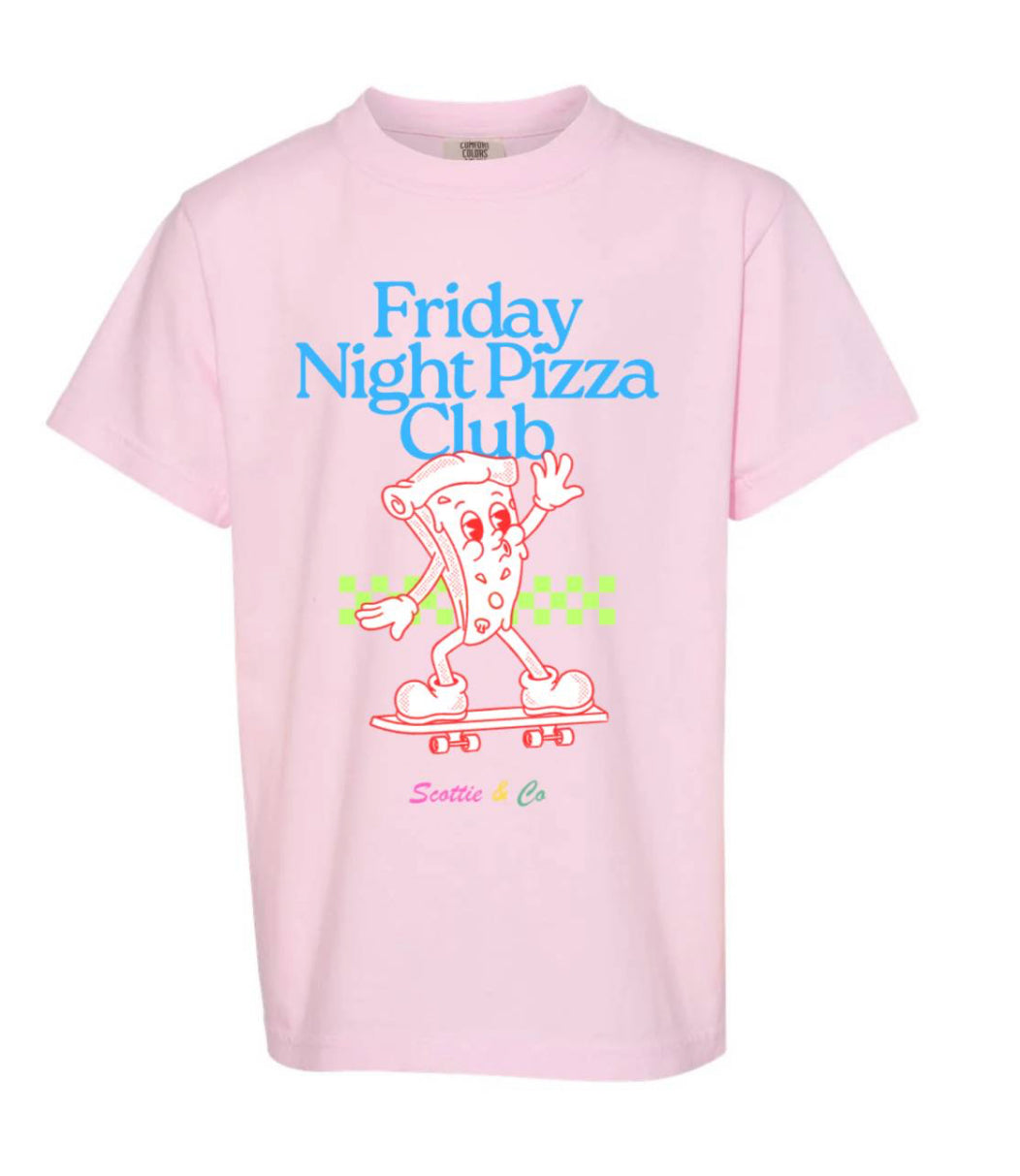 Friday Night Pizza Club - Pink  | Kids Signature Tee
