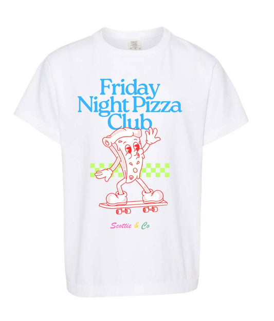 Friday Night Pizza Club - White | Kids Signature Tee