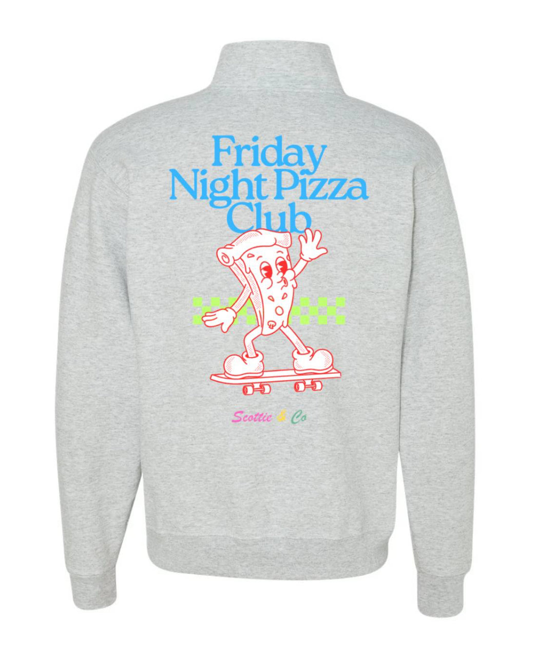 Friday Night Pizza Club Quarter-Zip - Heather Grey | Adult Signature Quarter-Zip