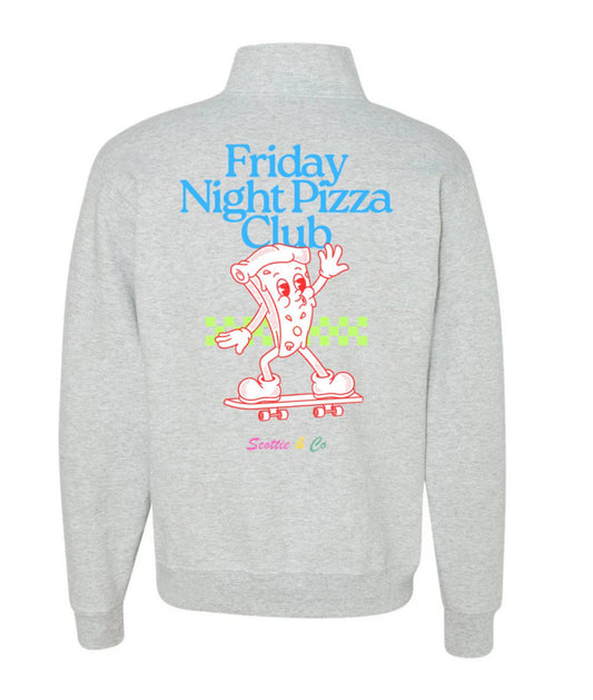 Friday Night Pizza Club Quarter-Zip - Heather Grey | Adult Signature Quarter-Zip
