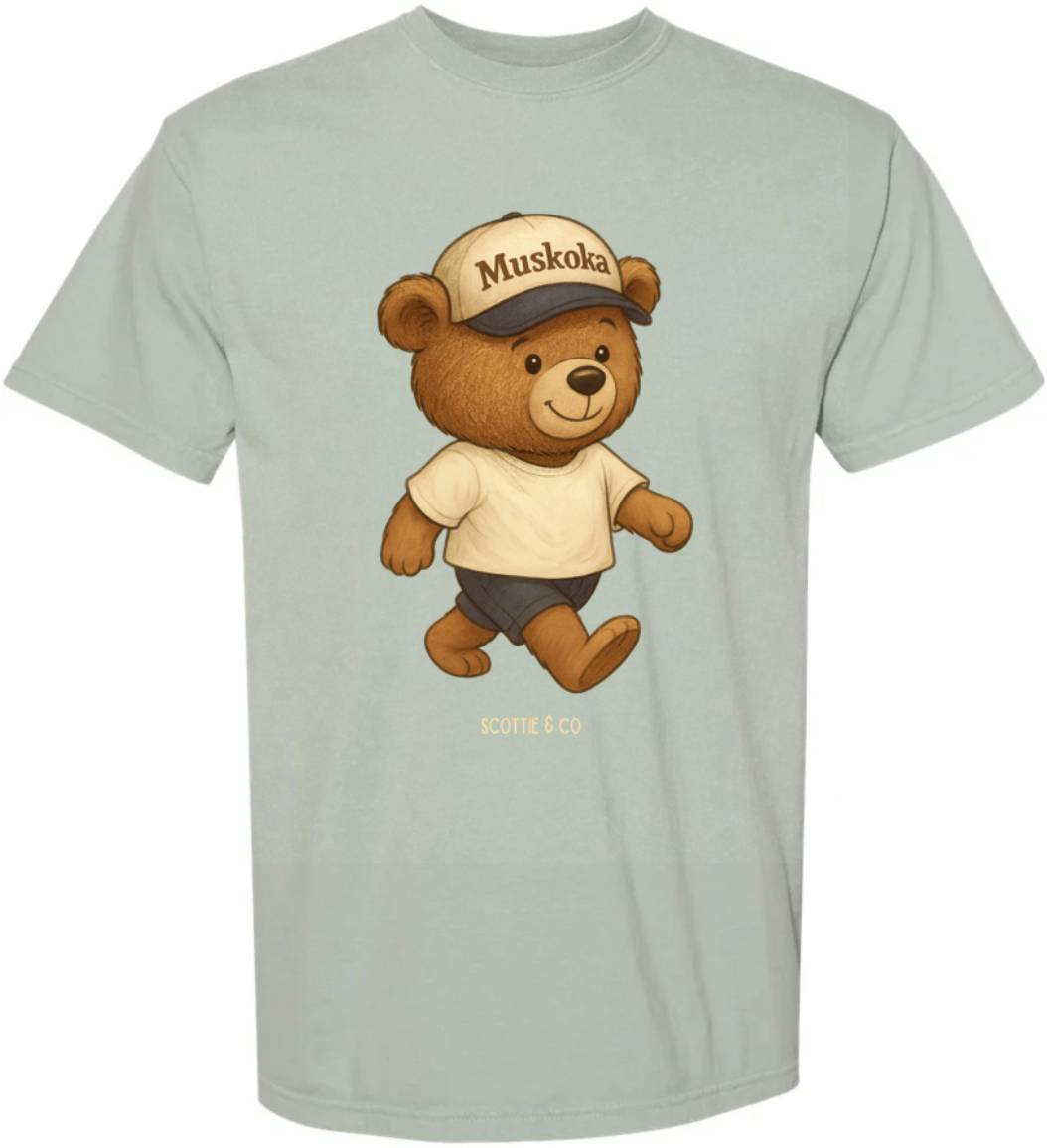 The Muskoka Bear (Brown Bear) - Lakeside Sage | Adult Signature Tee