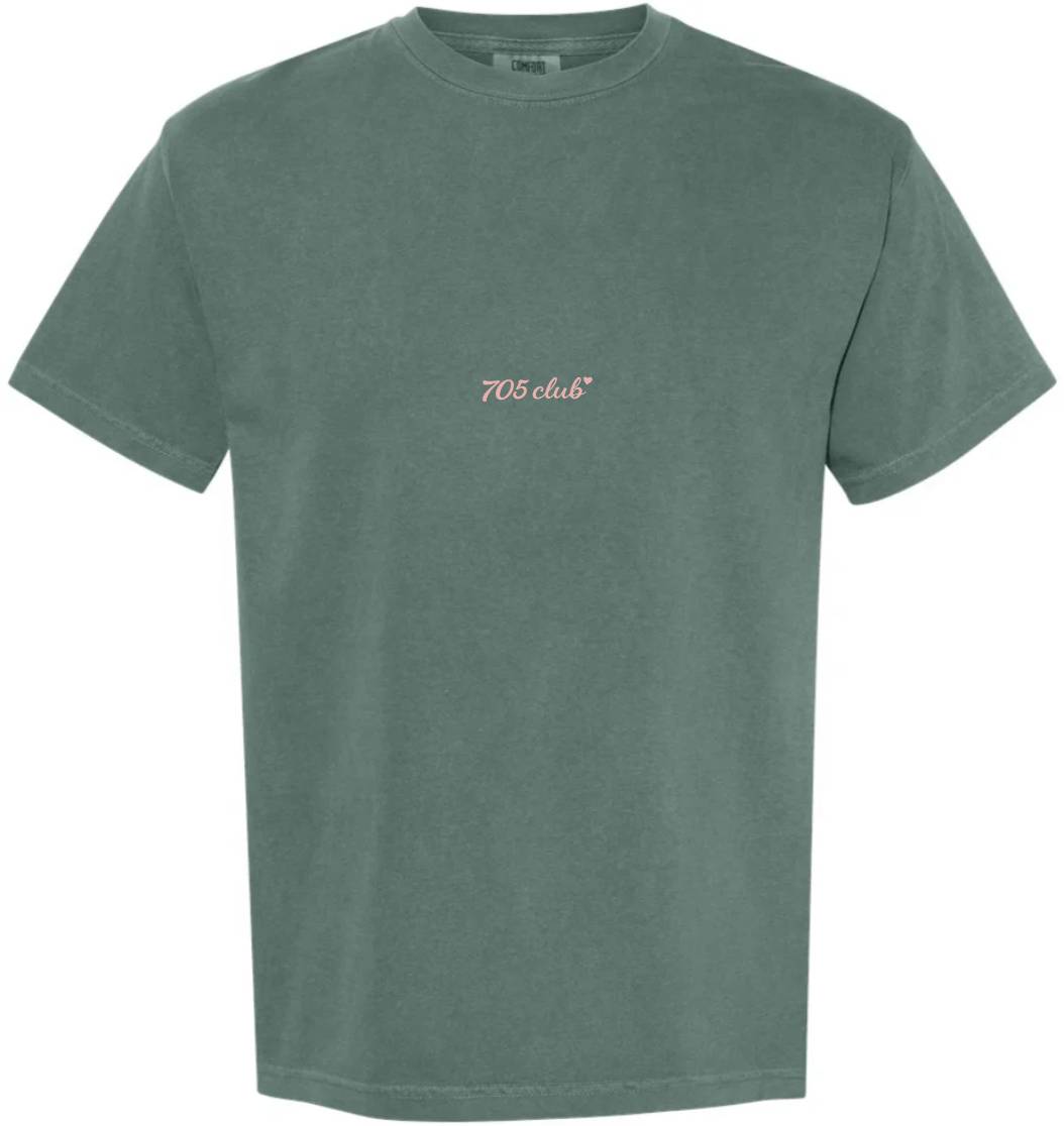The 705 Club (pink heart) Bear - Spruce | Adult Signature Tee