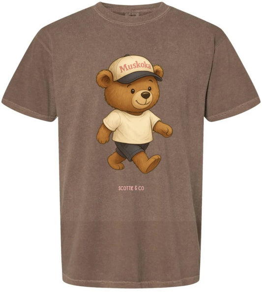 The Muskoka Bear (Pink Bear) - Espresso | Adult Signature Tee