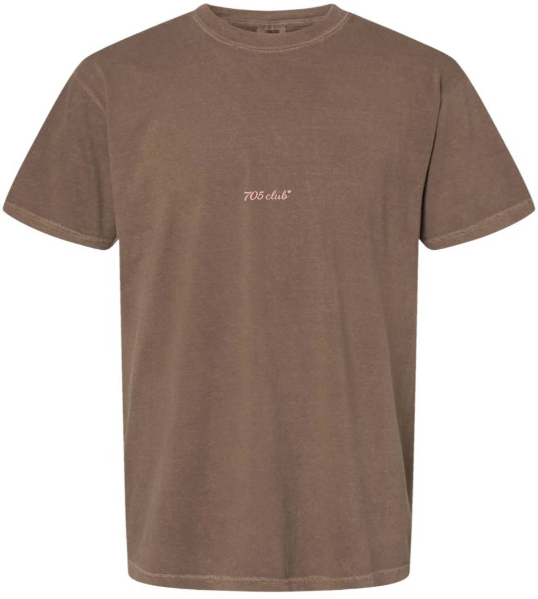 The 705 Club (pink heart) Bear - Espresso | Adult Signature Tee