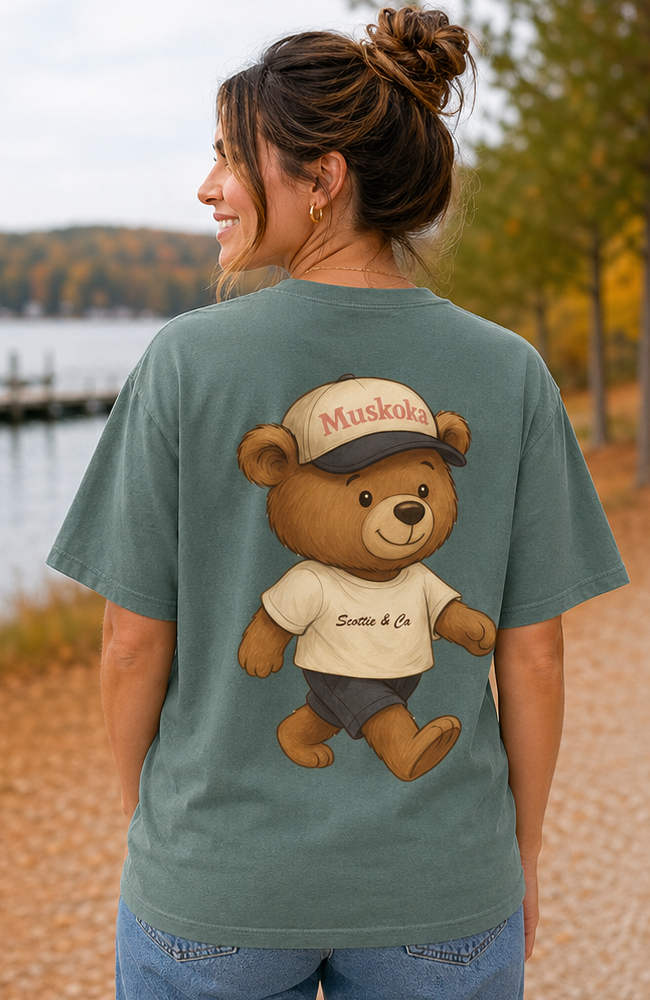 The 705 Club (pink heart) Bear - Spruce | Adult Signature Tee